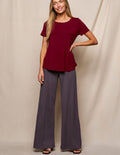 Bamboo Ponte Wide Leg Pants - Grey