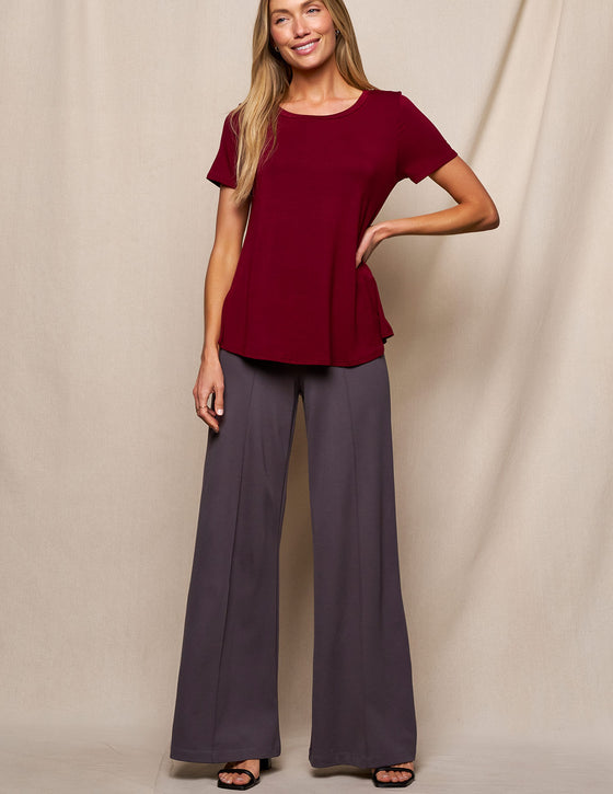 Bamboo Ponte Wide Leg Pants - Grey
