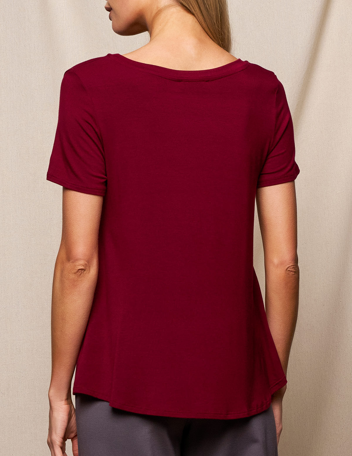 Bamboo Relaxed Tee - Burgundy - Small Only