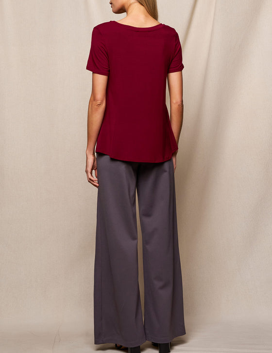 Bamboo Ponte Wide Leg Pants - Grey