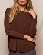 Bamboo Dolman Long Sleeve Tee - Coffee