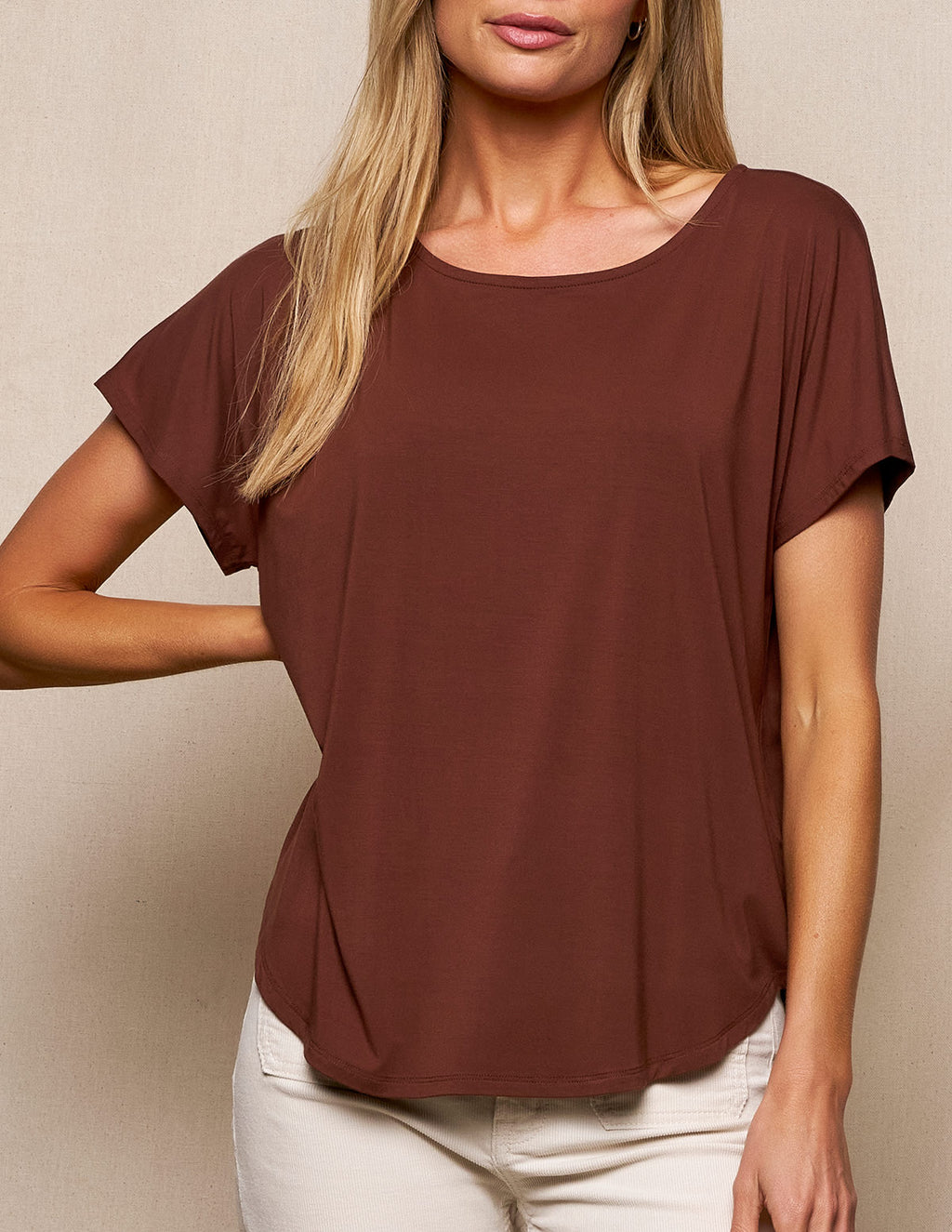 Bamboo Dolman Tee - Cocoa