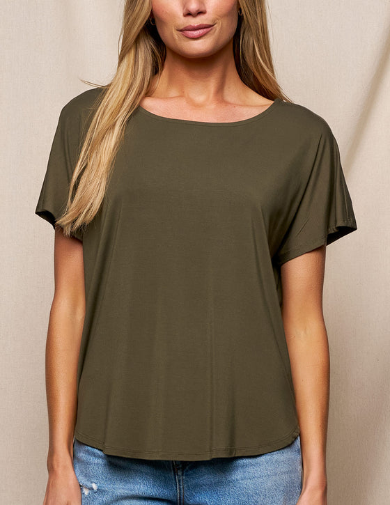 Bamboo Dolman Tee - Olive