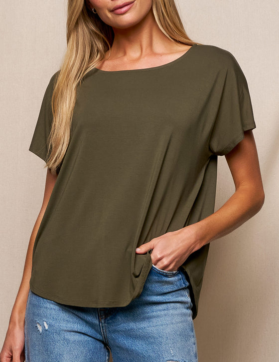Bamboo Dolman Tee - Olive