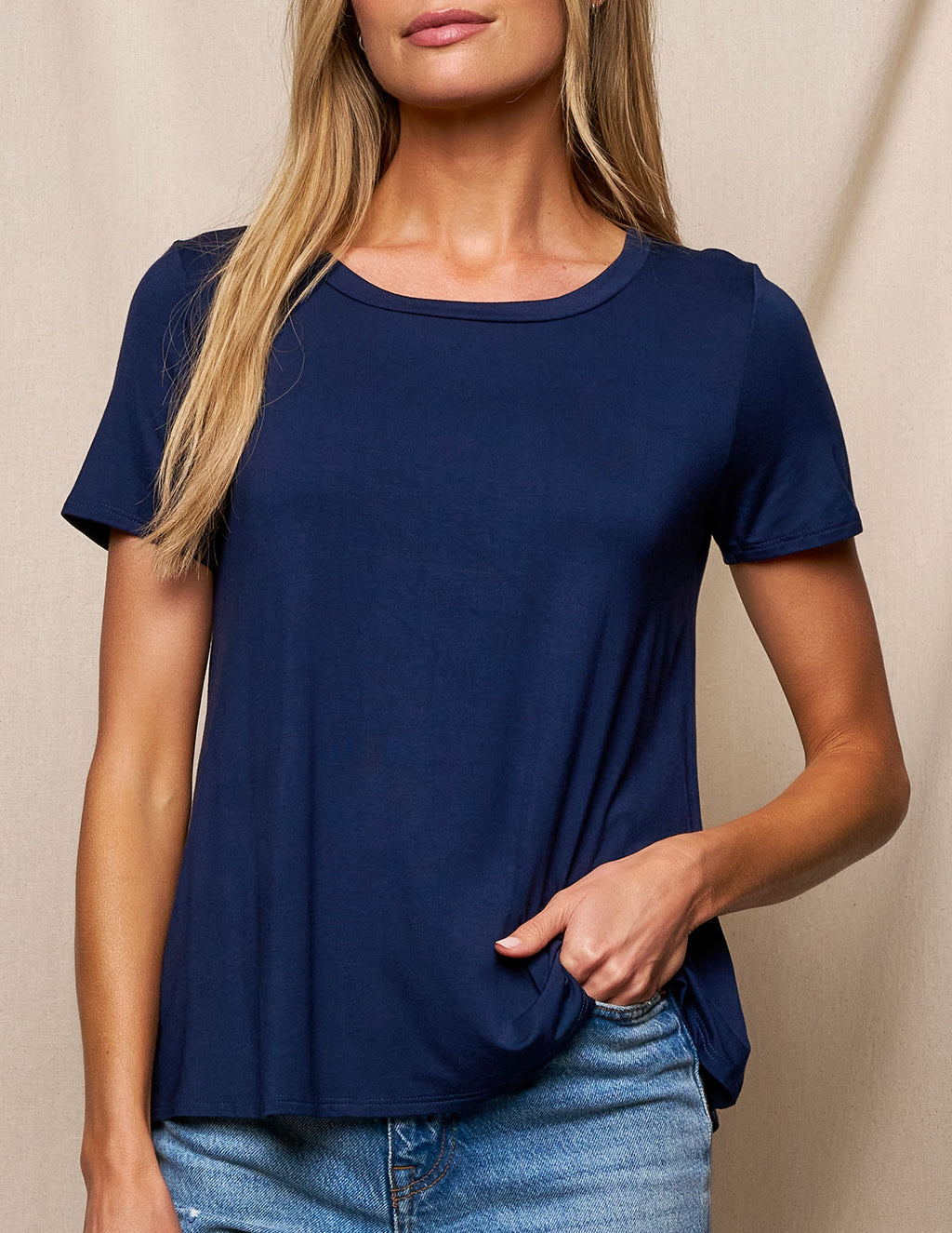 Bamboo Relaxed Tee - Navy