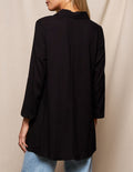 Linen / Bamboo Button Front Tunic - Black- XS and Small Only