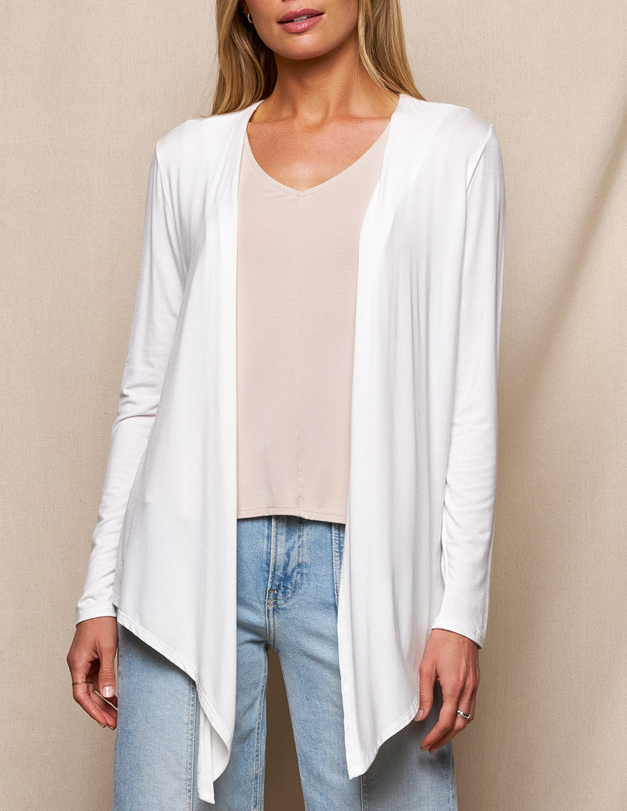 Bamboo Open Front Jacket - Soft White