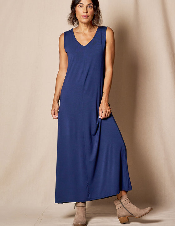 Bamboo A-Line Tank Dress - Navy Bamboo A-Line Tank Dress - Navy