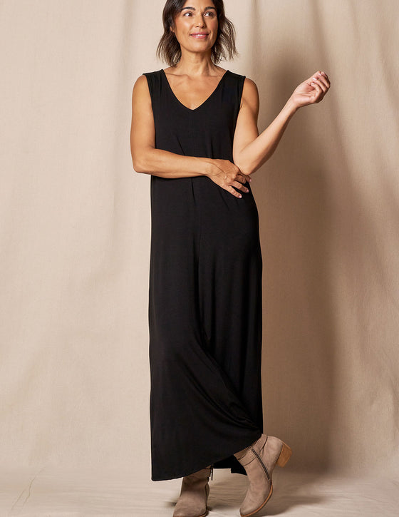 Bamboo A-Line Tank Dress - Black Bamboo A-Line Tank Dress - Black