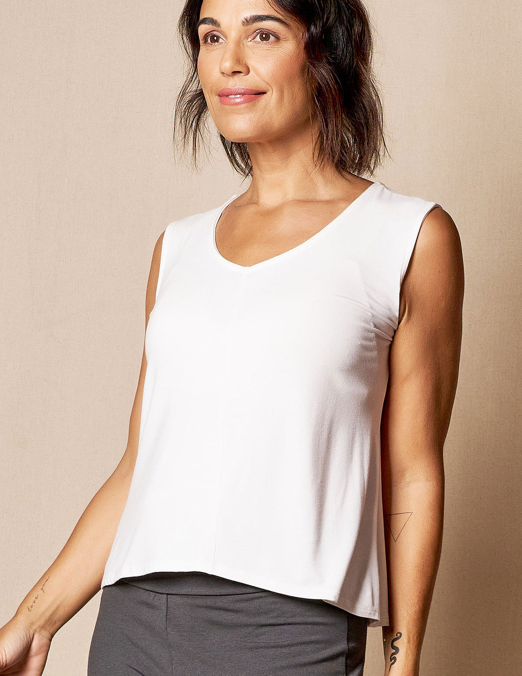 Silvana Double V Neck Linen Tank main image 1