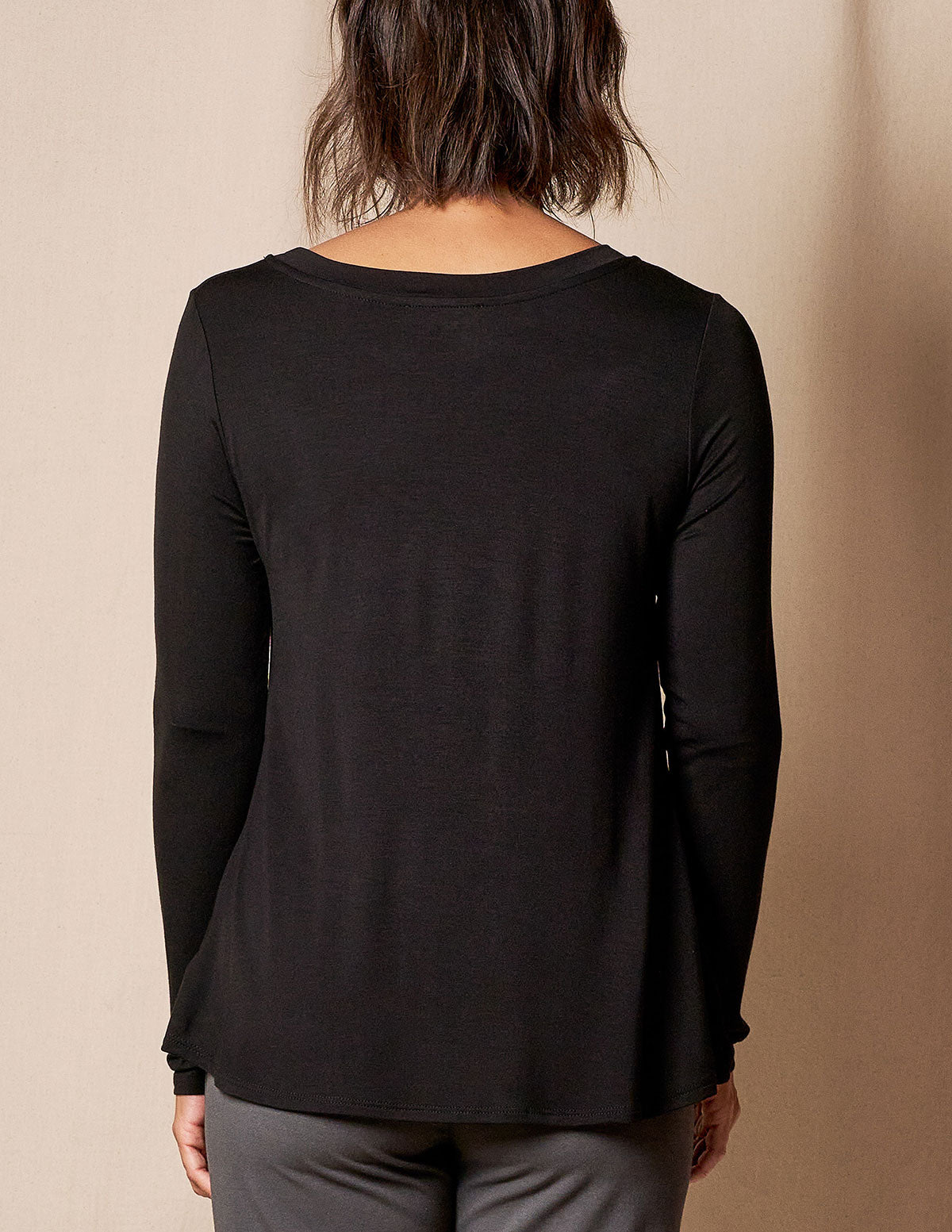 Bamboo Relaxed Long Sleeve Tee - Black - XS, S and 2XL Only