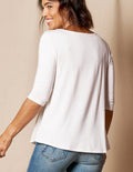 Bamboo 3/4 Sleeve Tee - Soft White