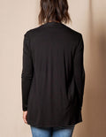 Bamboo Banded Front Cardigan - Black - Small Only