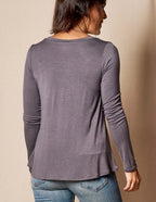 Bamboo Relaxed Long Sleeve Tee - Grey - Small and XL Only