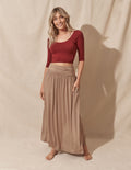 Bamboo Maxi Skirt - Cappuccino - Large Only