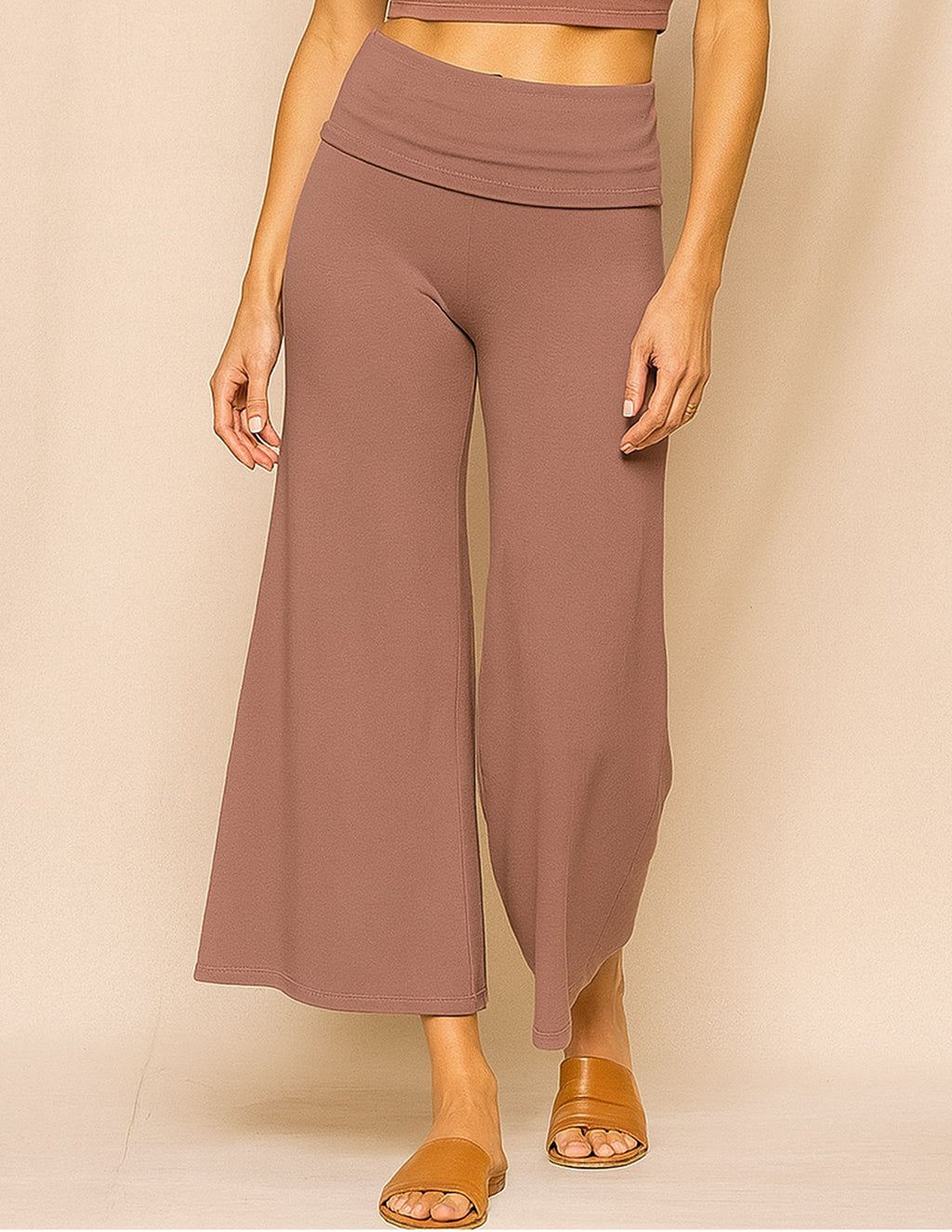 Bamboo Flare Ankle Pants - Mocha