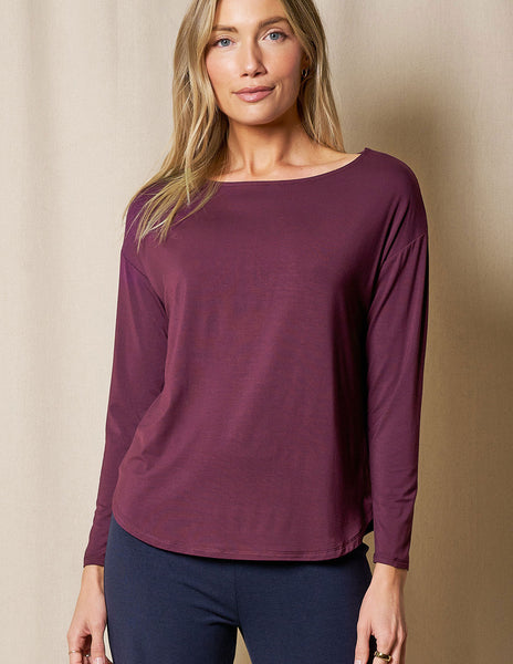Bamboo Dolman Long Sleeve Tee - Fig — Sivana
