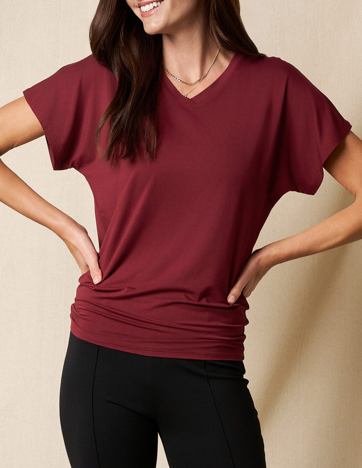 Bamboo Dolman Tunic - Cabernet