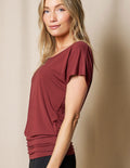 Bamboo Scoop Neck Dolman Tunic - Cabernet