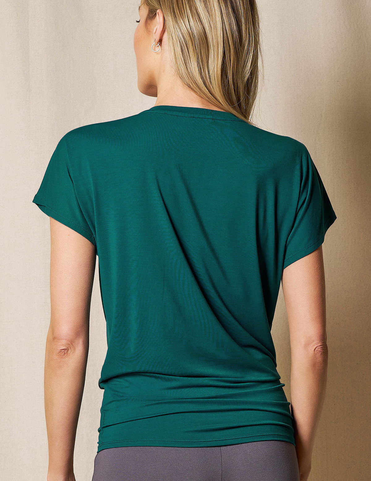 Bamboo Scoop Neck Dolman Tunic - Teal