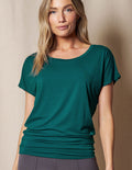 Bamboo Scoop Neck Dolman Tunic - Teal