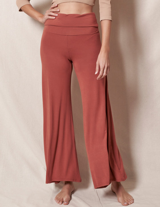 Bamboo Flare Pants - Rust