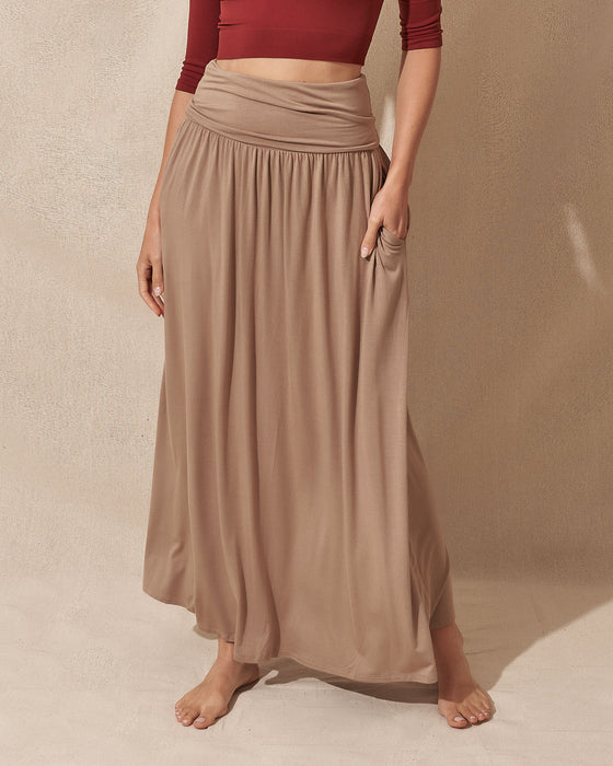 Bamboo Maxi Skirt - Cappuccino - Large Only