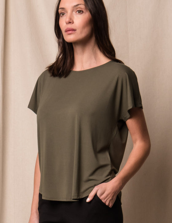 Bamboo Dolman Tee - Olive