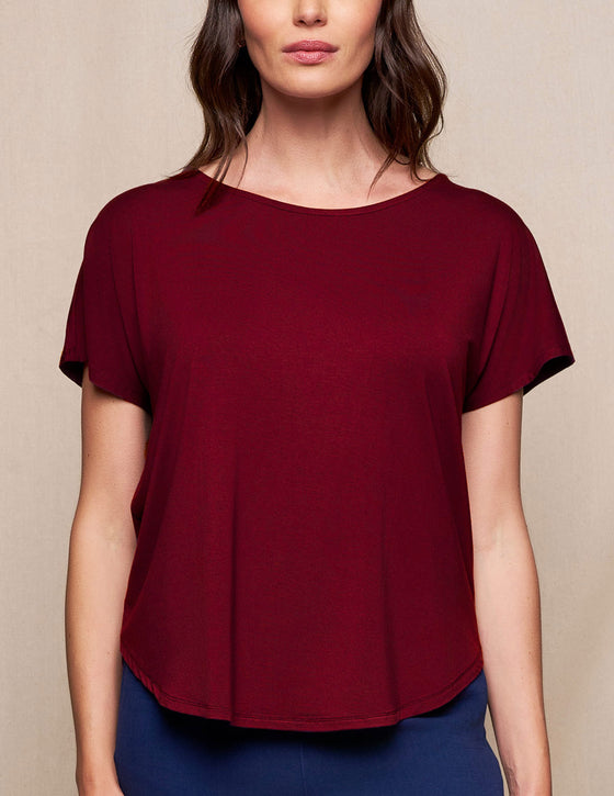Bamboo Dolman Tee - Burgundy