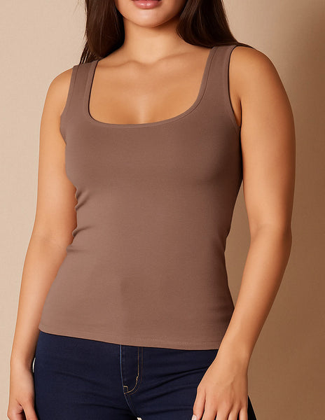 Bamboo Double Layer Tank Top - Chocolate — Sivana