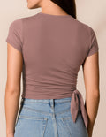 Bamboo Cap Sleeve Wrap Top - Mocha