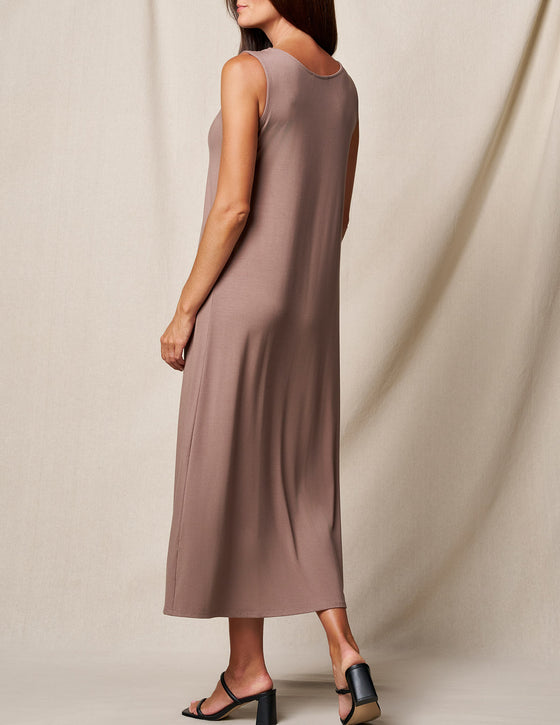 Bamboo A-Line Tank Dress - Mocha