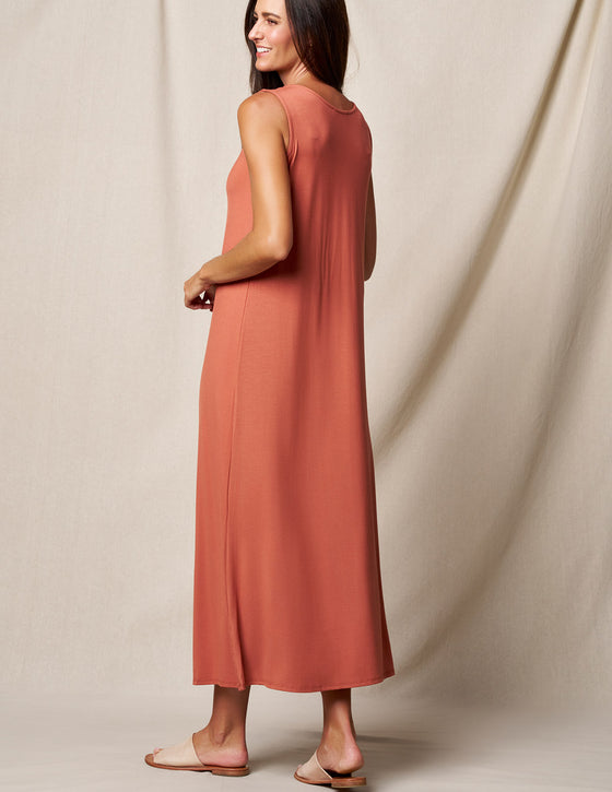 Bamboo A-Line Tank Dress - Rust Rust / S Bamboo A-Line Tank Dress - Rust Rust / S