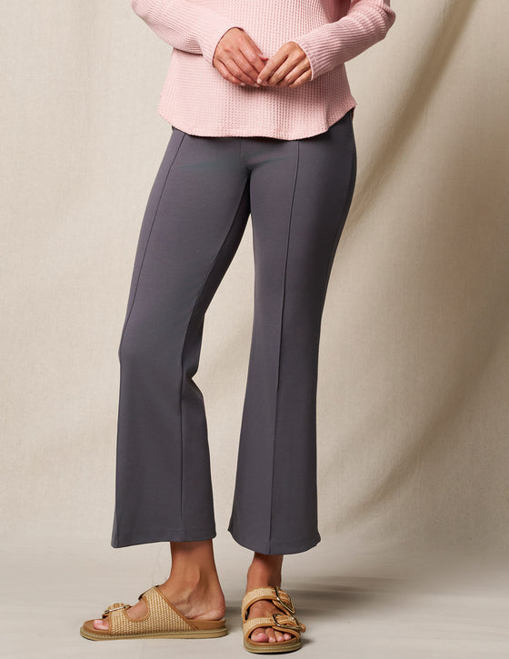Bamboo Ponte Knit Flare Pants - Grey