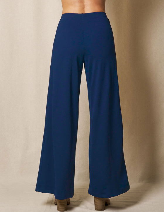 Bamboo Ponte Wide Leg Pants - Navy