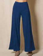 Bamboo Ponte Wide Leg Pants - Navy