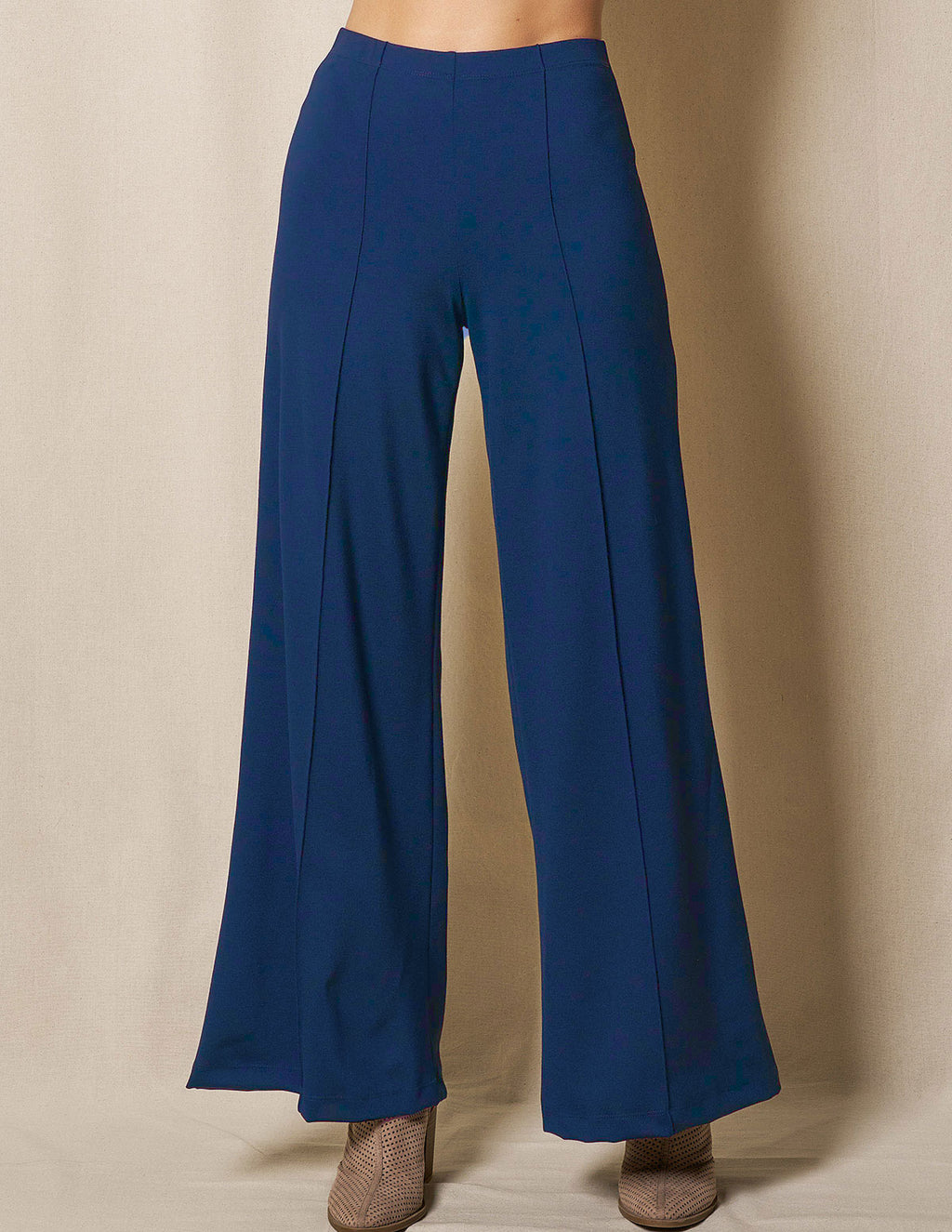 Bamboo Ponte Wide Leg Pants - Navy