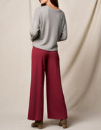 Bamboo Ponte Wide Leg Pants - Burgundy
