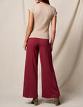 Bamboo Ponte Wide Leg Pants - Burgundy