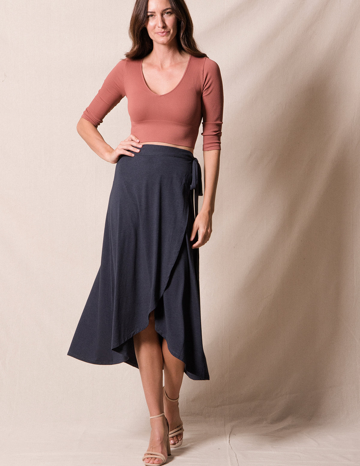 Bamboo / Organic Cotton Wrap Skirt - Titanium