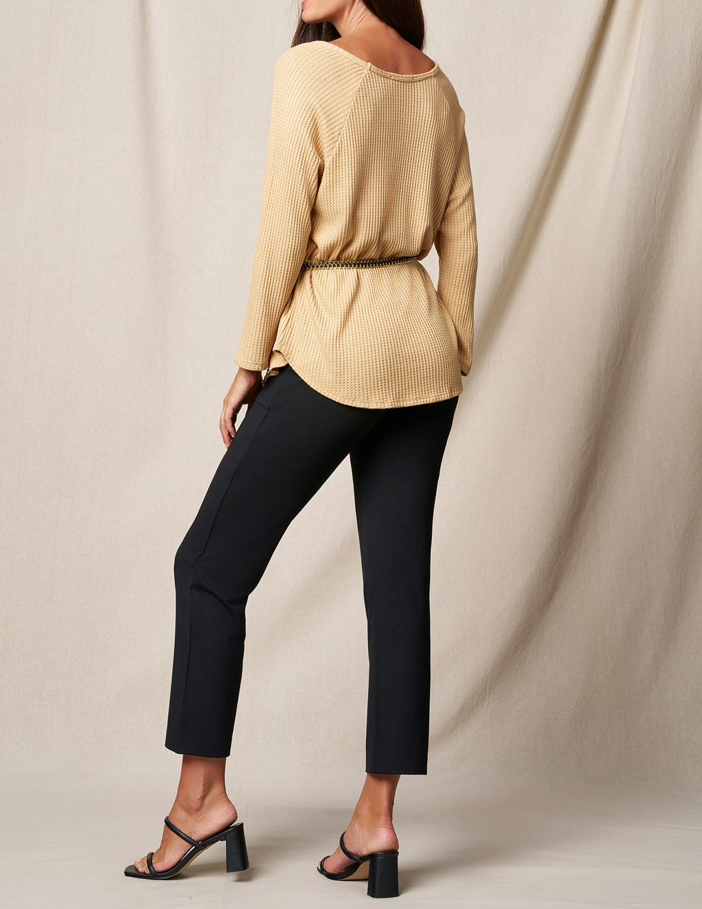 Bamboo / Organic Cotton Flat Waist Ankle Pants - Black