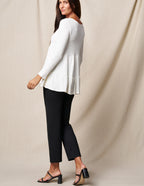 Bamboo / Organic Cotton Flat Waist Ankle Pants - Black