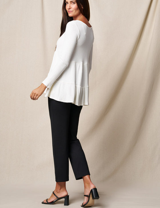 Bamboo / Organic Cotton Flat Waist Ankle Pants - Black