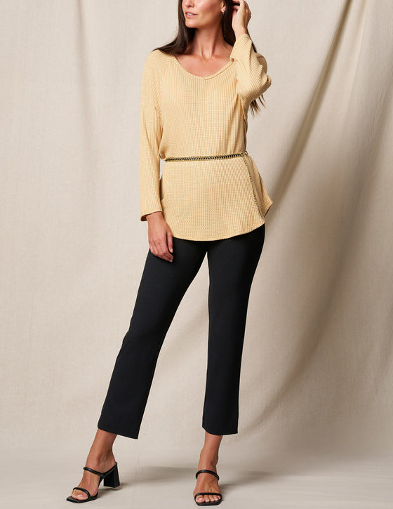 Bamboo / Organic Cotton Flat Waist Ankle Pants - Black