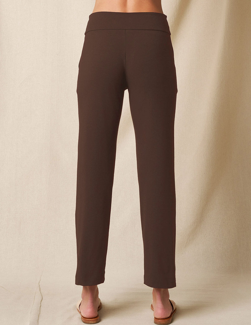 Bamboo / Organic Cotton Flat Waist Ankle Pants - Walnut
