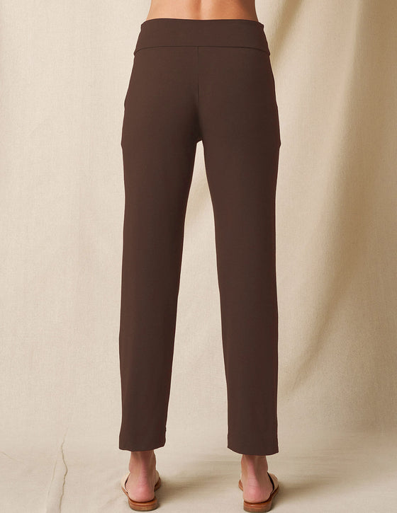 Bamboo / Organic Cotton Flat Waist Ankle Pants - Walnut