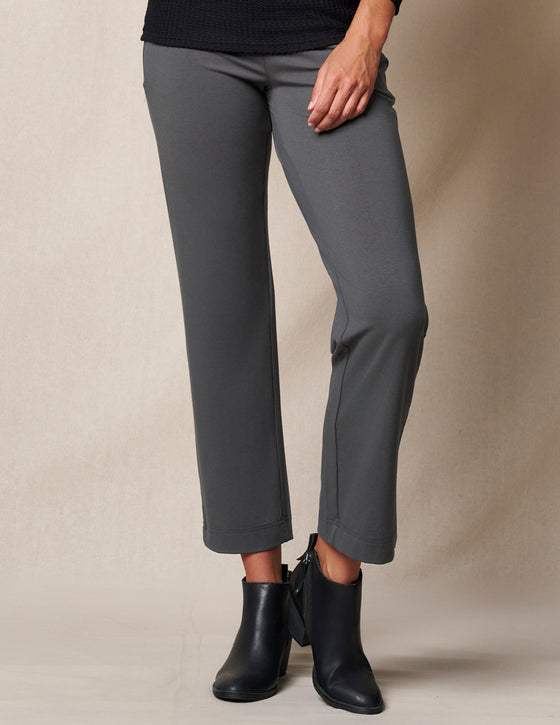 Bamboo / Organic Cotton Flat Waist Ankle Pants - Grey