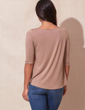Bamboo 3/4 Sleeve Tee - Mocha - Small Only