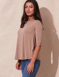 Bamboo 3/4 Sleeve Tee - Mocha - Small Only