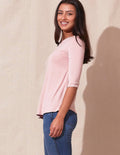Bamboo 3/4 Sleeve Tee - Rosewater